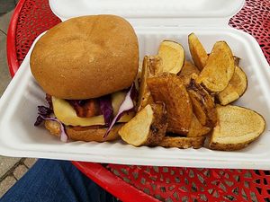 Red Dwarf burger  at Spacecat V-stro in Ferndale