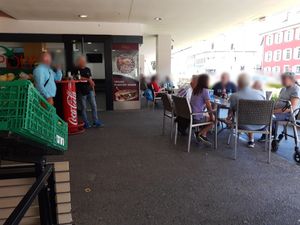 Outdoor seating at Poly Bistro in Winterthur