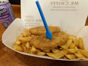Pea protein fish and chips at Mr Chippy in York