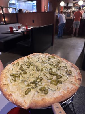 Pickle Pizza!  at Yellow Brick Pizza - Rich St in Columbus