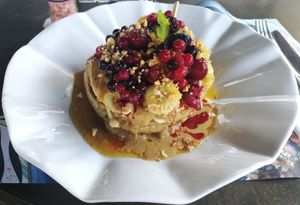 Vegan protein waffle at The Brewery in Larnaca