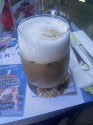 Caramel latte with almond milk   at The Brewery in Larnaca