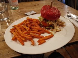 Vegan Pulled Chicken Burger at The Brewery in Larnaca