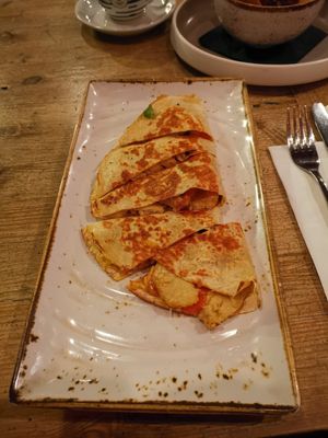 Vegan Chicken BBQ Quesadilla at The Brewery in Larnaca