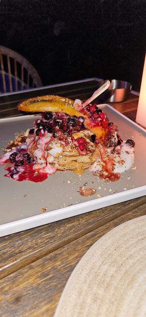 Protein peanut butter pancakes at The Brewery in Larnaca