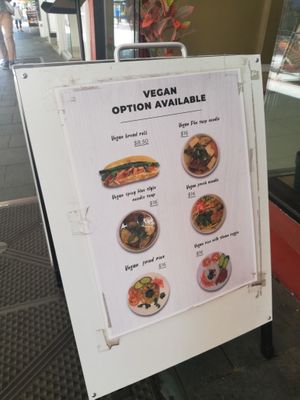 Some of the vegan options at Aus Viet in Hobart