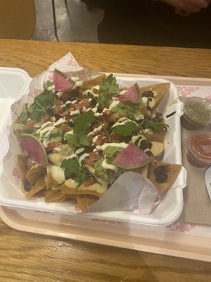 Loaded nachos   at Taco Vega in Los Angeles