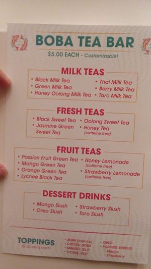 Their tea offerings. All milk is non-dairy. at Poke Fusion in Fort Myers