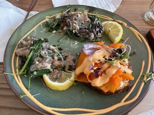 Latke duo - one already cut in half at The Conscious Kitchen - Kloof St in Cape Town