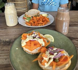 “Salmon and cream cheeze” bagel  at The Conscious Kitchen - Kloof St in Cape Town