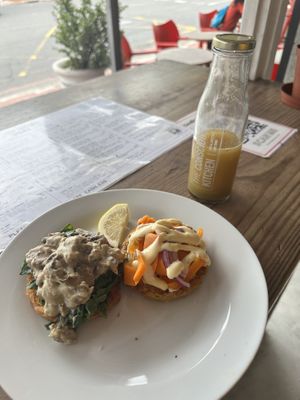 Patato wedges with carrot salmon and mushrooms  at The Conscious Kitchen - Kloof St in Cape Town