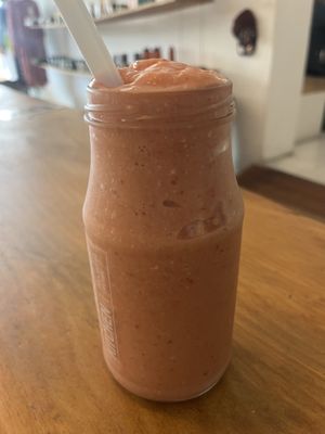 Beach Bum smoothie- pineapple, mango, strawberry and almond milk  at The Conscious Kitchen - Kloof St in Cape Town