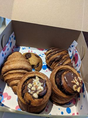 Plain criossant, peanut butter cookie, chocolatw criossant, chocolate at Okja - Camps Bay in Cape Town