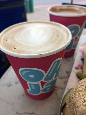 Oatmilk coffee and hot chocolate at Okja - Camps Bay in Cape Town