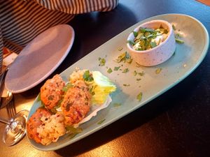 Lentilköfte with leak sauce at Superkelly in Ghent