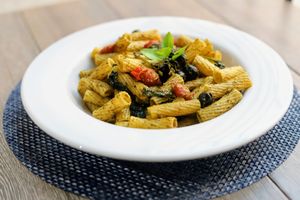 Pasta al pesto at Vegan Style in Cancun