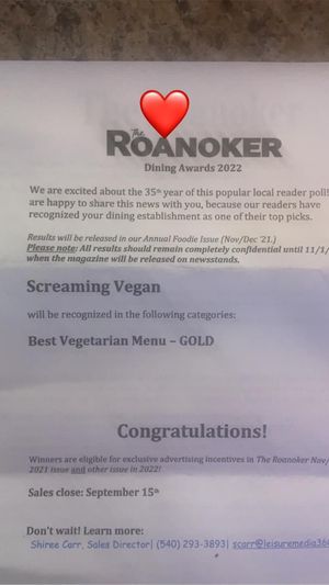 Health is wealth  at Screaming Vegan in Roanoke