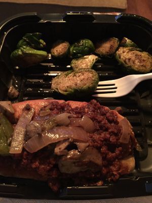 Hot smoke and Brussels sprouts  at Screaming Vegan in Roanoke