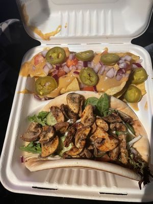 Portobello special with nachos   at Screaming Vegan in Roanoke