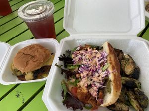 Po Boy Special 5/20/22 & Hot n Cheesy w/ blackberry tea  at Screaming Vegan in Roanoke