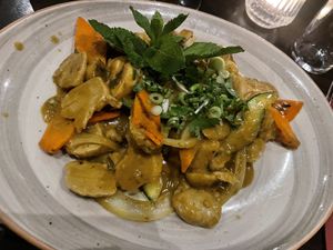 Number 80. Chicken imitated tofu with lime, lemongrass and vegetables.   at Nem Nem in Stockholm
