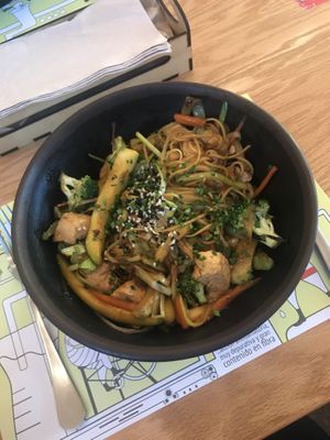 Noodles wok with tofu at Mr Kale in Gran Canaria