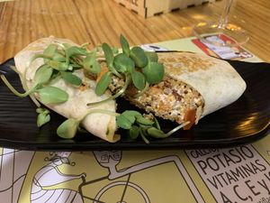 Vegan tofu and quinoa wrap   at Mr Kale in Gran Canaria