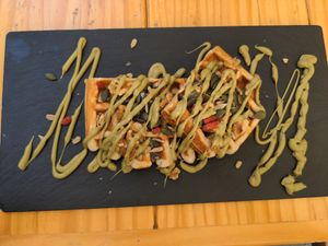 Gofres con granola de frutos secos con nutella de pistacho. 5-6€ at Mr Kale in Gran Canaria