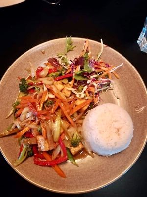 Vegan/GF sunbathe tofu at Mama San in Nelson