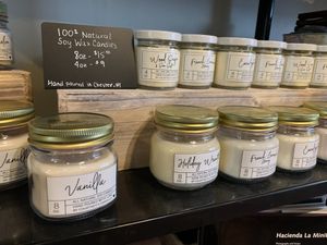 Soy based candles in their gift area  at Valkyrie Coffee Roasters in Chester