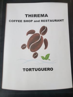 Menu cover at Thirema Coffee Shop and Restaurant in Tortuguero
