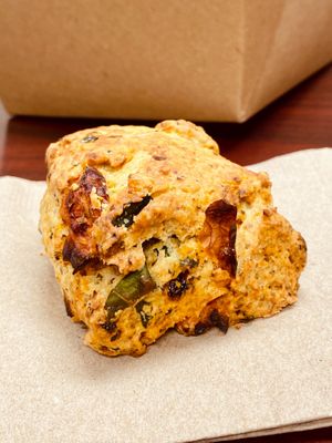 Tomato Pesto Scone from the pastry case at Rattlesnake Cafe in Broken Arrow