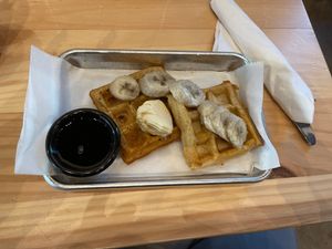 Did someone say vegan waffles!!! at Rattlesnake Cafe in Broken Arrow