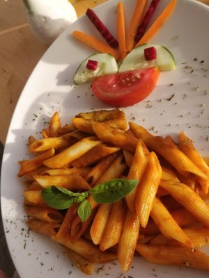 Children pasta (need to ask for no cheese for a vegan option) at La Salsa in La Gomera