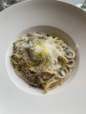 Vegan Linguine al Tartufo (mushroom and truffle)  at Antica in New Farm