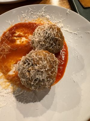 Arancini balls   at Antica in New Farm