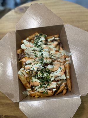 Loaded fries at Purple Ocean Superfood Bar in Orlando
