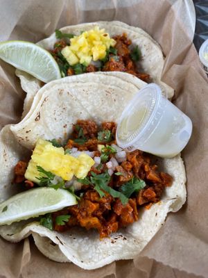 Al pastor tacos at Succulent Vegan Tacos in Nashville
