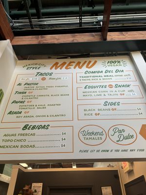 Menu  at Succulent Vegan Tacos in Nashville