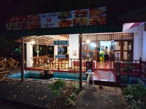 The view from outside at Reach Plant Based Kitchen in Phuket