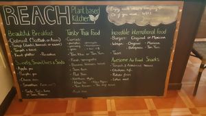 The menu, most is 60 or 80 THB with a few items for 100-120 at Reach Plant Based Kitchen in Phuket