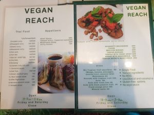 Menu at Reach Plant Based Kitchen in Phuket