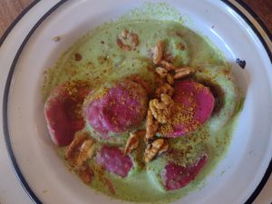 Sorentinos de remolacha at Chimi Deli Cocina Natural in San Carlos De Bariloche