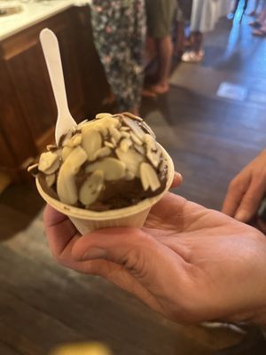 Vegan chocolate mousse with almonds  at Treats in Nevada City