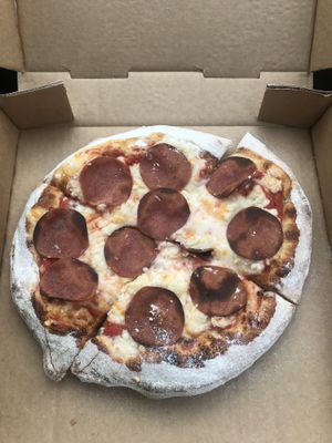 DIY pizza w pepperoni  at Fatty Vegan in Ventura
