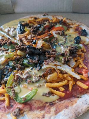 "Do They Owe Us a Pizza" pizza 🍕❤️ at Fatty Vegan in Ventura