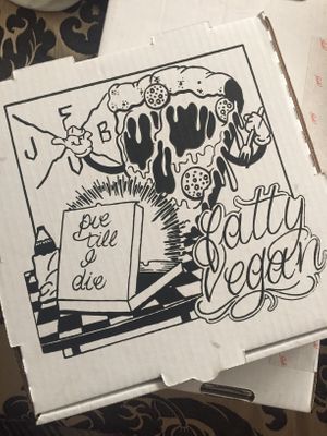 To go box artwork at Fatty Vegan in Ventura