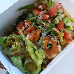 3 Taco flavors: Carne a Nada, Chik'n, Jackfruit at Fatty Vegan in Ventura