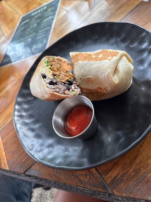 Beyond meat burrito  at Eat Street in Santa Teresa