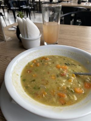 Soup with menu of the dayy  at YuA Restaurante in Cuenca